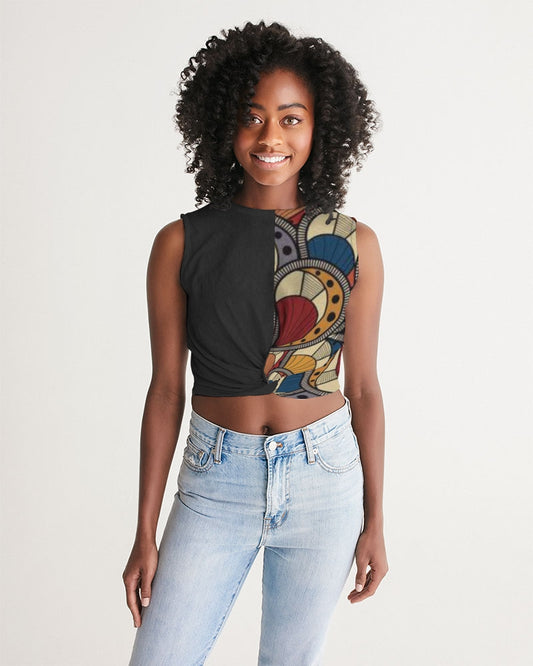 Black classic Kente Women's Twist-Front Tank