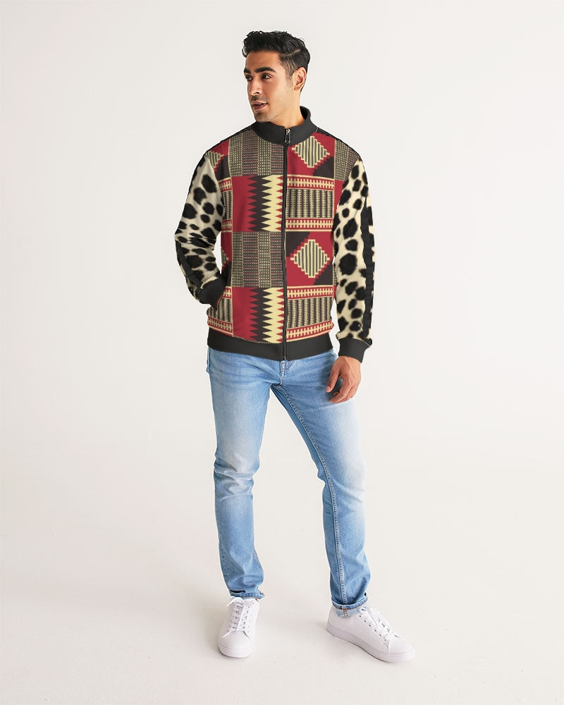 BRW Kente Men's Stripe-Sleeve Track Jacket