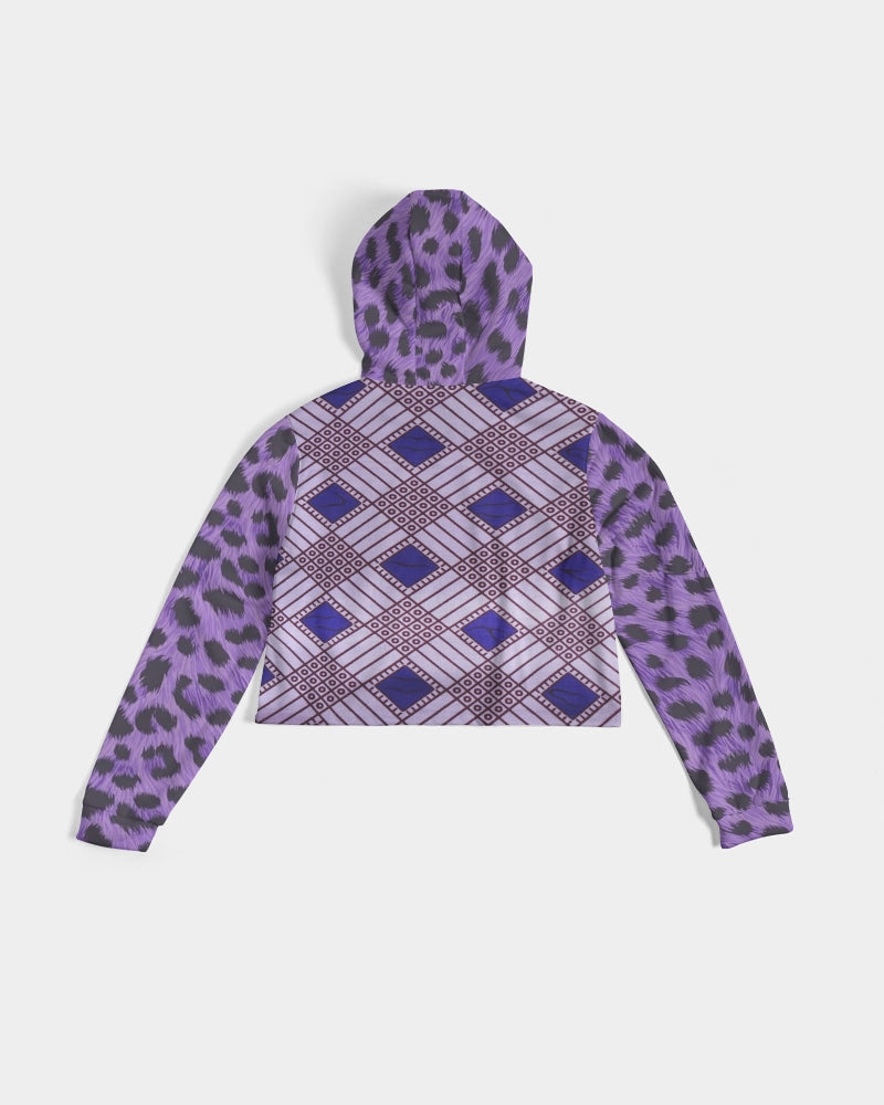 Purple Leopard Women's Cropped Hoodie