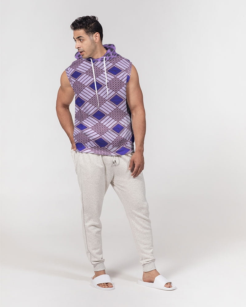 Purple Leopard Men's Premium Heavyweight Sleeveless Hoodie