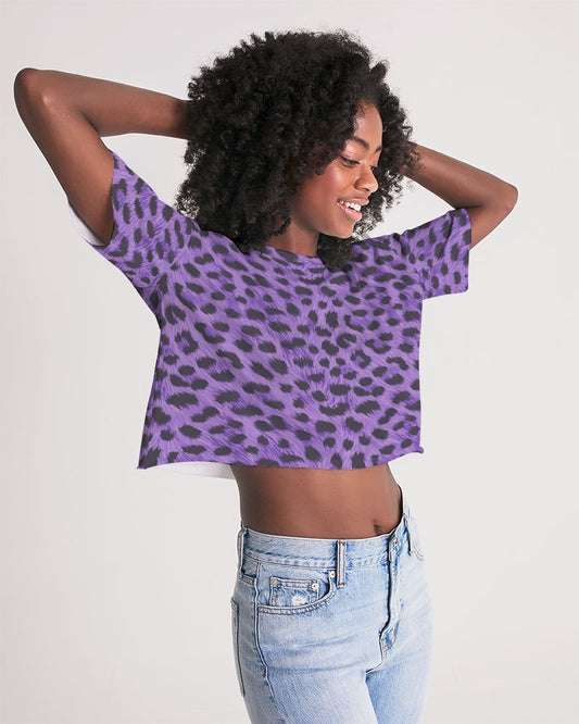 Purple Leopard Women's Lounge Cropped Tee