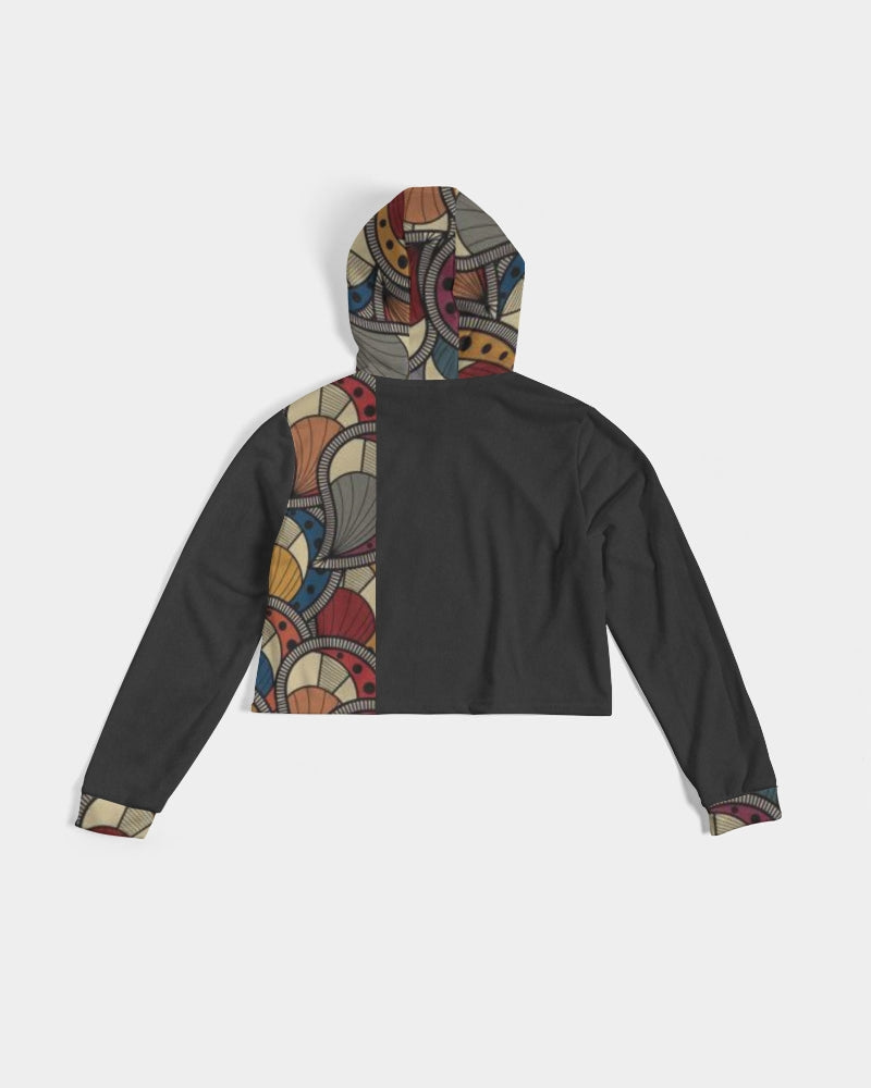 Black classic Kente Women's Cropped Hoodie