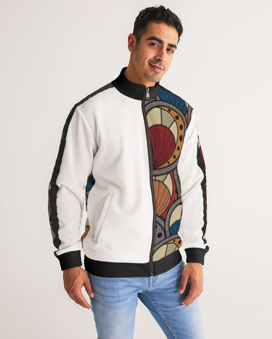 Classic Kente Men's Stripe-Sleeve Track Jacket