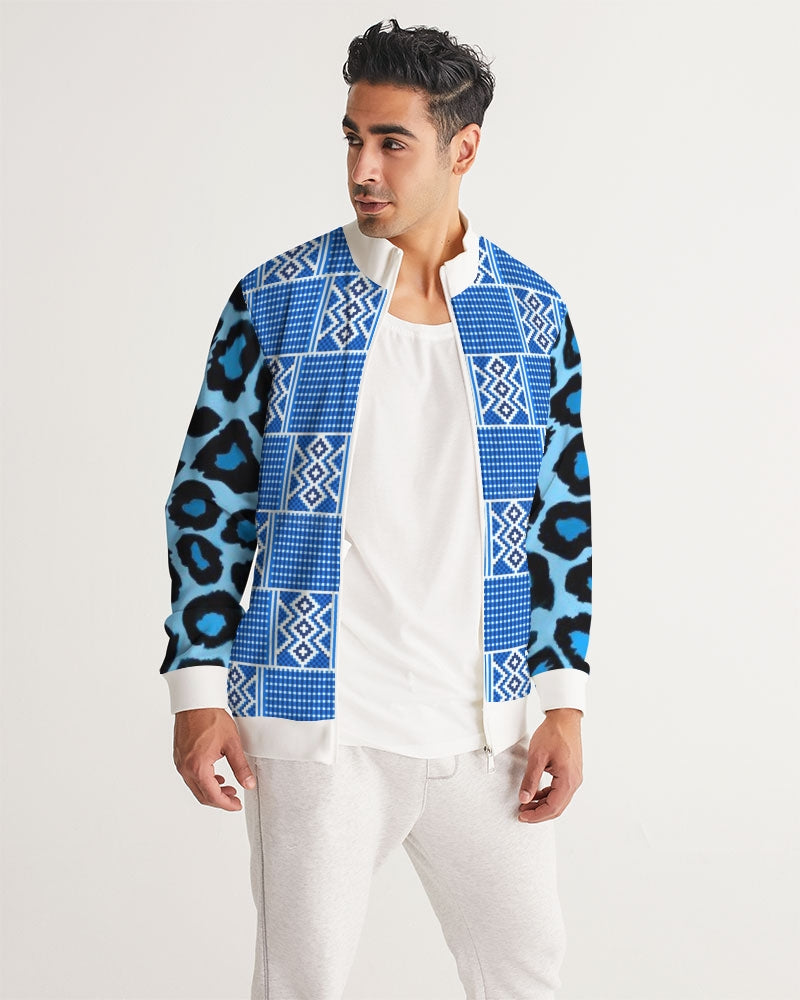 Blue leopard kente Men's Track Jacket