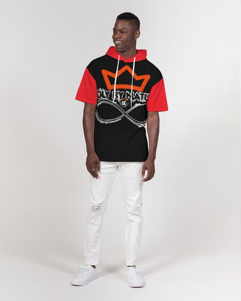Poly By Nature Men's All-Over Print Premium Heavyweight Short Sleeve Hoodie