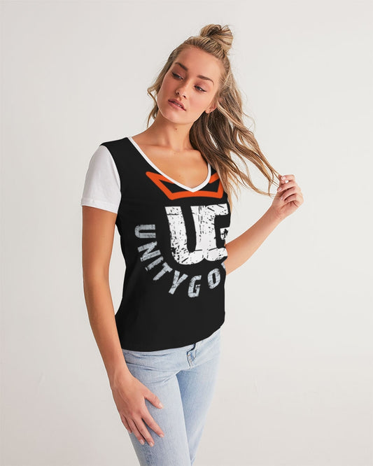 red UNITYGOD Logo Women's V-Neck Tee