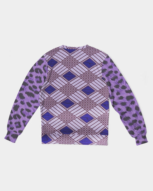 Purple Leopard Men's Classic French Terry Crewneck Pullover