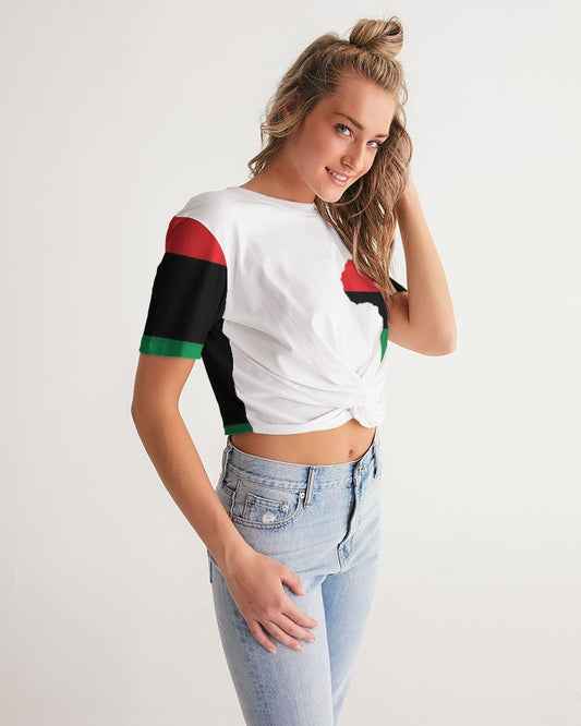Pan African continental symbol Women's Twist-Front Cropped Tee