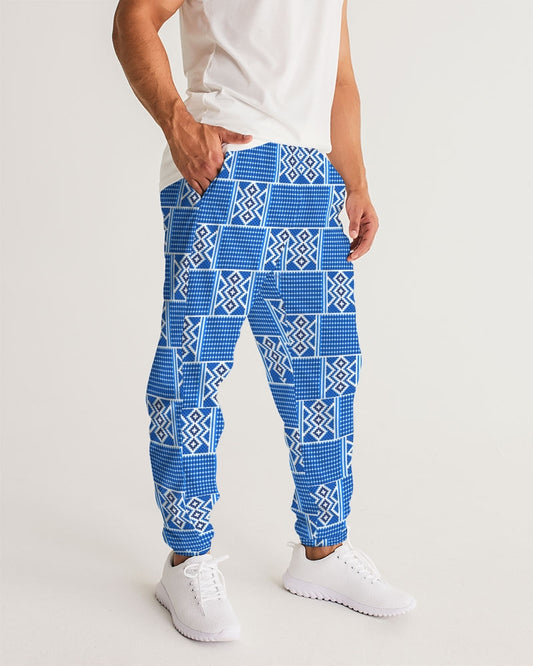 Blue leopard kente Men's Track Pants
