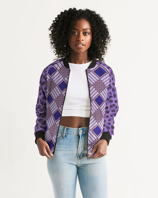 Purple Leopard Women's Bomber Jacket