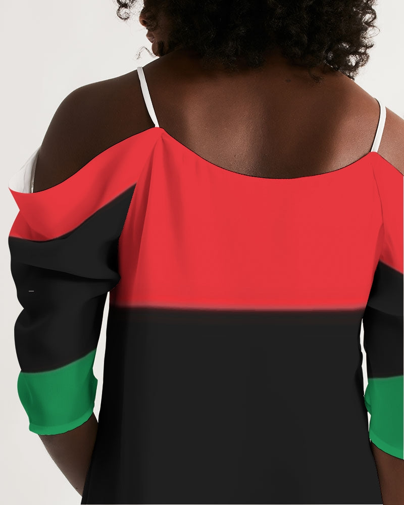 Pan African continental symbol Women's Open Shoulder A-Line Dress