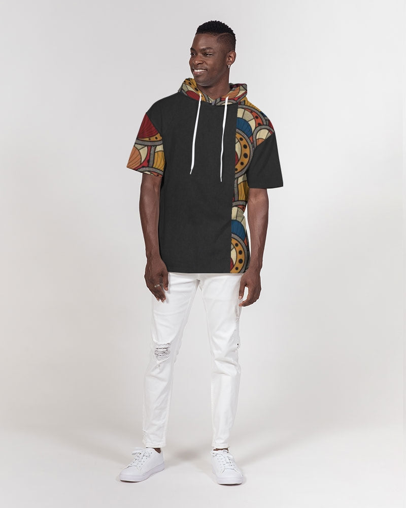 Black classic Kente Men's Premium Heavyweight Short Sleeve Hoodie