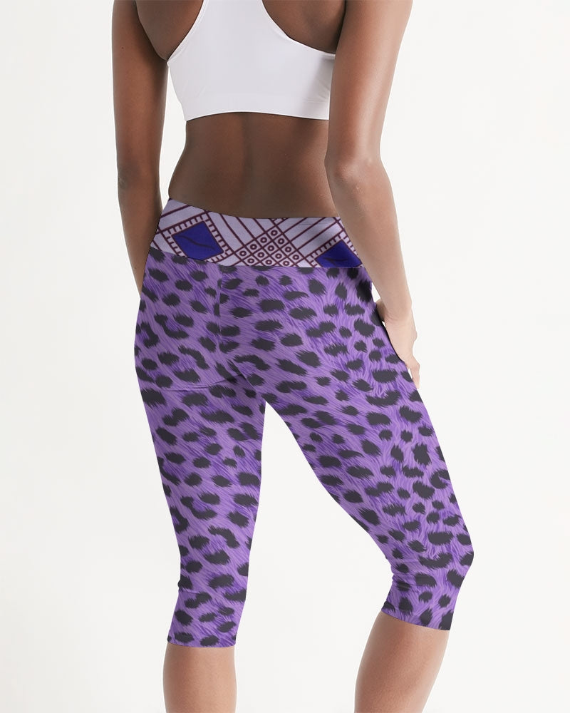 Purple Leopard Women's Mid-Rise Capri