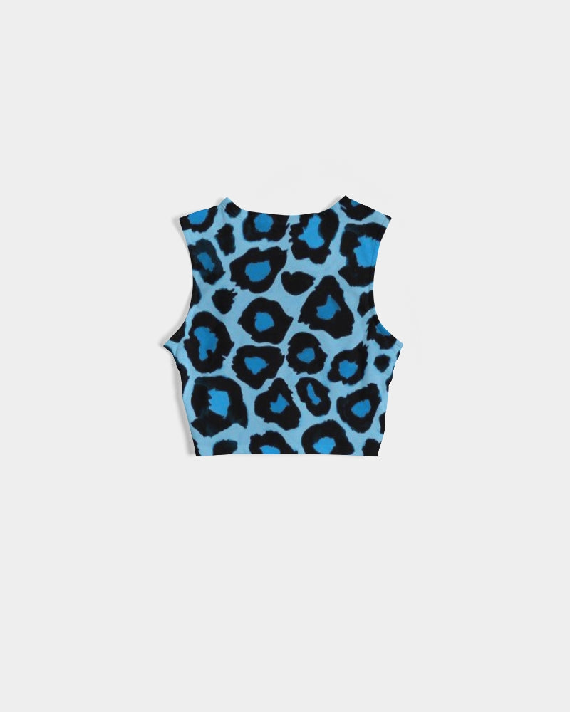 Blue leopard kente Women's Twist-Front Tank