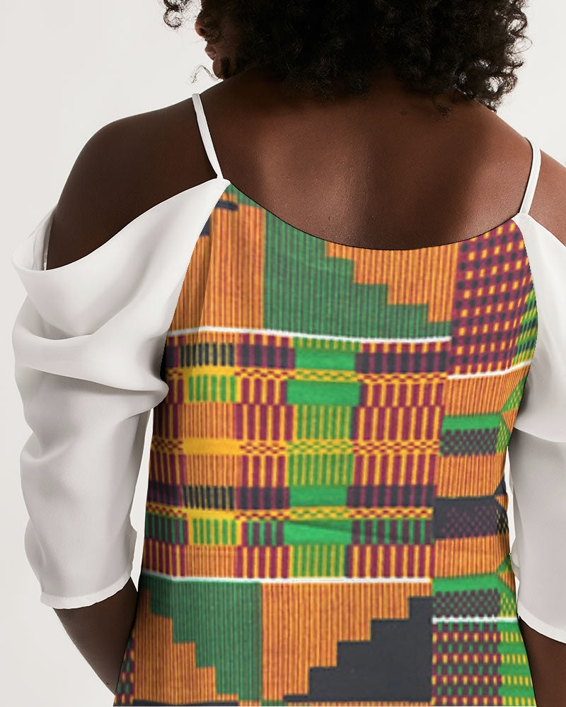 Kente Women's Open Shoulder A-Line Dress