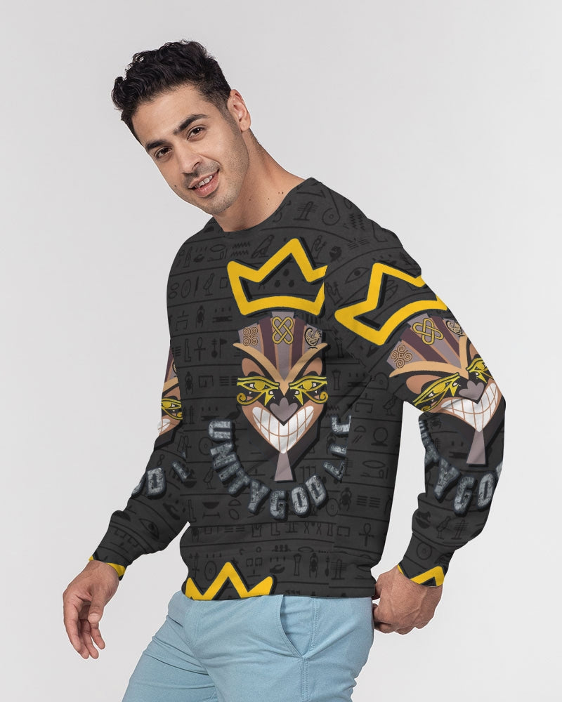 UNITY MASK Men's All-Over Print Classic French Terry Crewneck Pullover