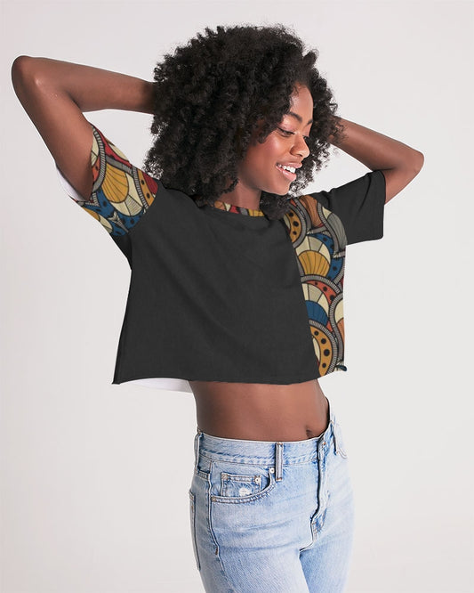 Black classic Kente Women's Lounge Cropped Tee