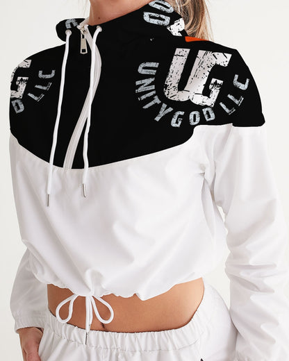 red UNITYGOD Logo Women's Cropped Windbreaker