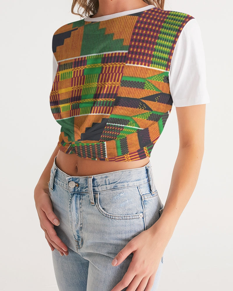 Kente Women's Twist-Front Cropped Tee