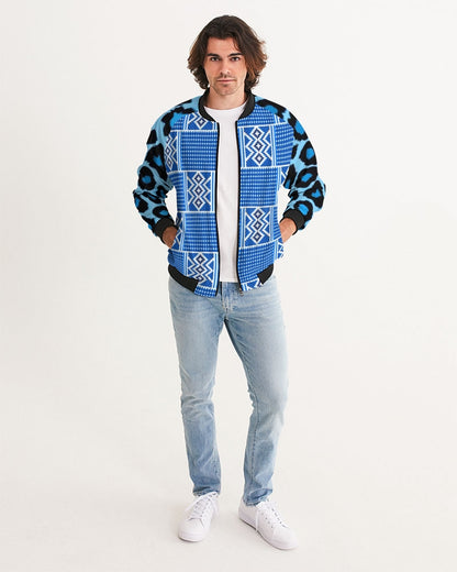Blue leopard kente Men's Bomber Jacket