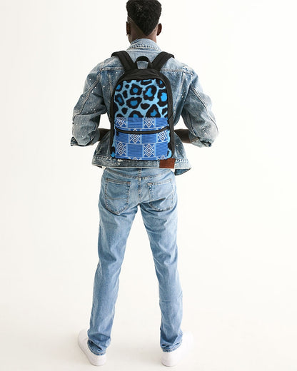Blue leopard kente Small Canvas Backpack