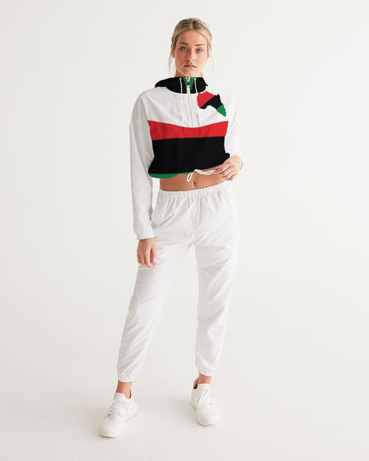 Pan African continental symbol Women's Cropped Windbreaker