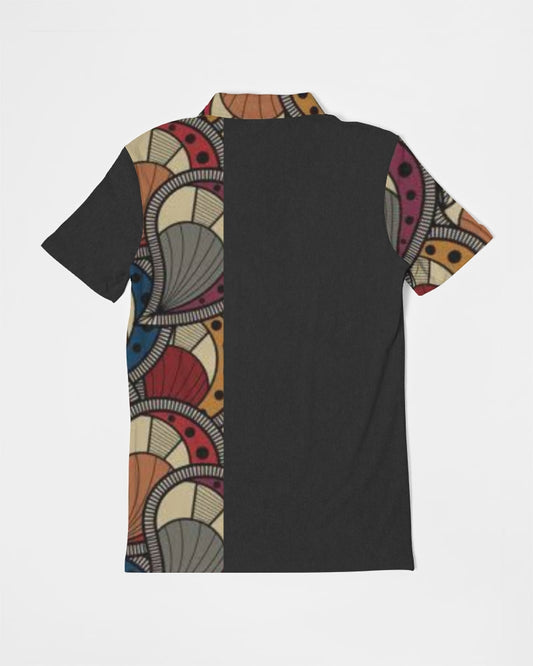 Black classic Kente Men's Slim Fit Short Sleeve Polo