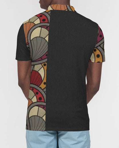 Black classic Kente Men's Slim Fit Short Sleeve Polo
