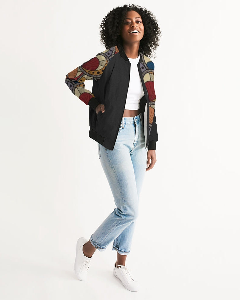 Black classic Kente Women's Bomber Jacket