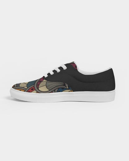 Black classic Kente Women's Lace Up Canvas Shoe