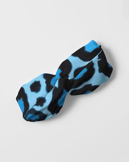 Blue leopard kente Twist Knot Headband Set
