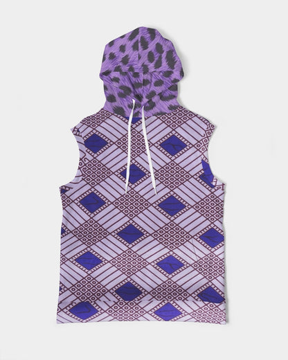 Purple Leopard Men's Premium Heavyweight Sleeveless Hoodie