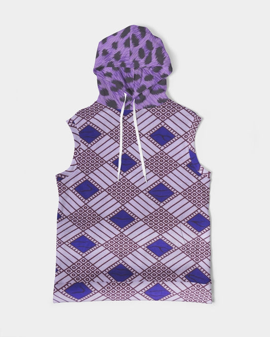 Purple Leopard Men's Premium Heavyweight Sleeveless Hoodie