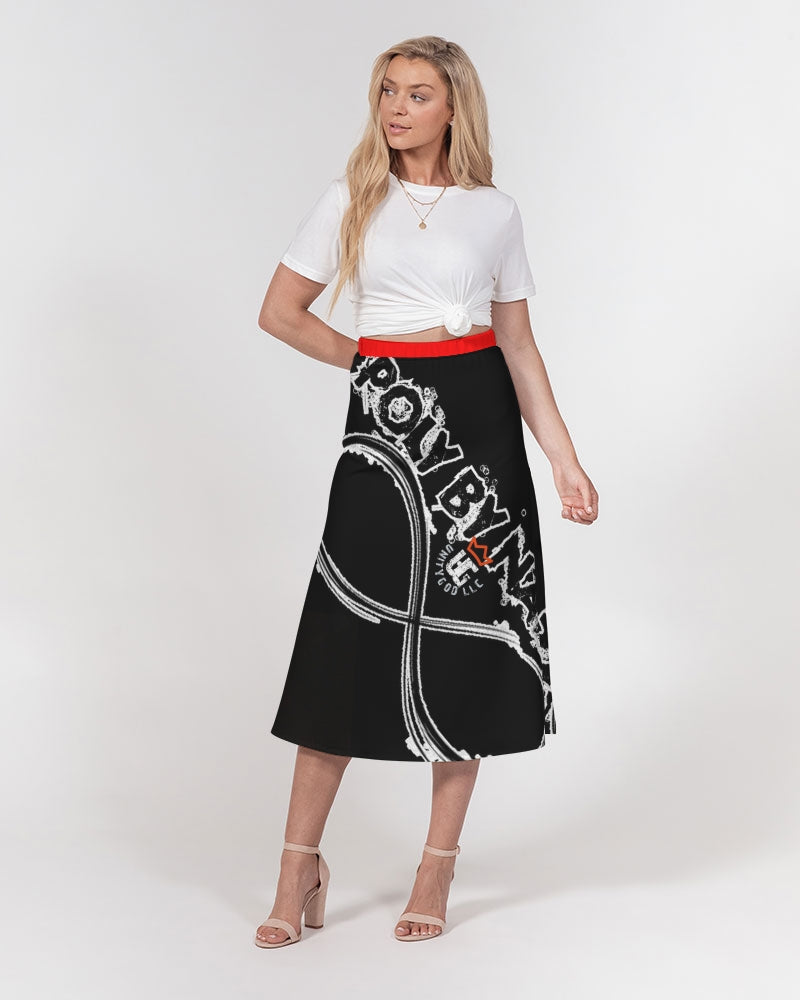 Poly By Nature Women's All-Over Print A-Line Midi Skirt