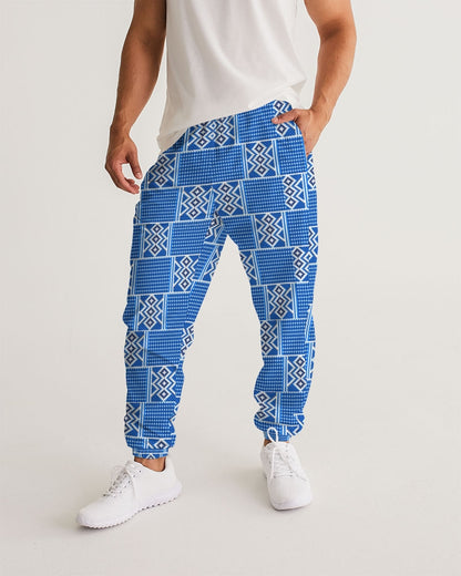 Blue leopard kente Men's Track Pants