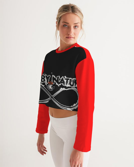 Poly By Nature Women's All-Over Print Cropped Sweatshirt