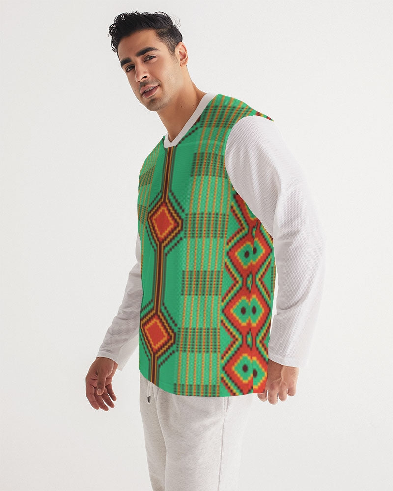 Kente variant 1 Men's Long Sleeve Sports Jersey