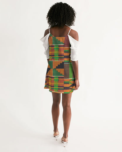 Kente Women's Open Shoulder A-Line Dress