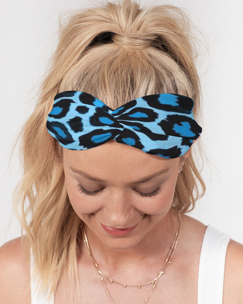 Blue leopard kente Twist Knot Headband Set