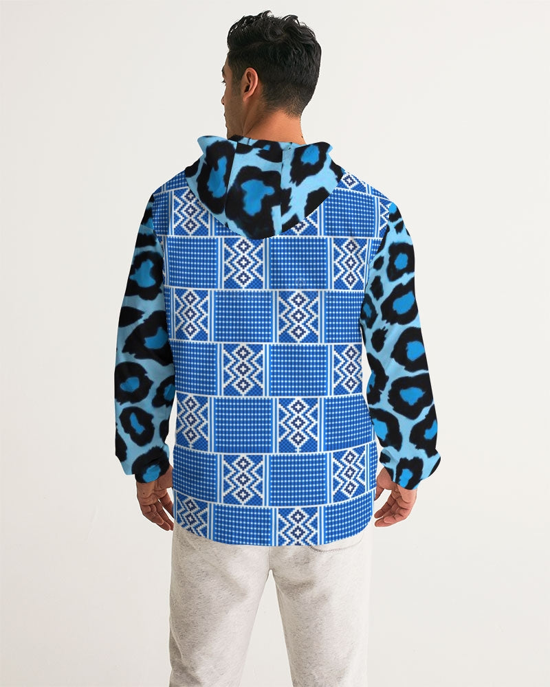 Blue leopard kente Men's Windbreaker