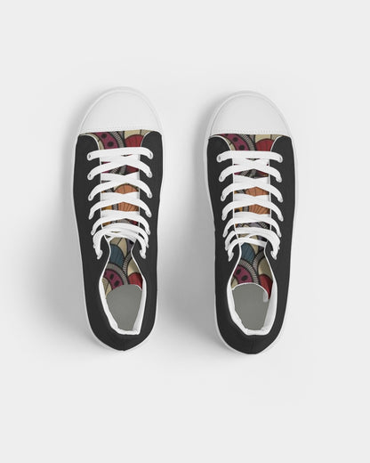 Black classic Kente Men's Hightop Canvas Shoe
