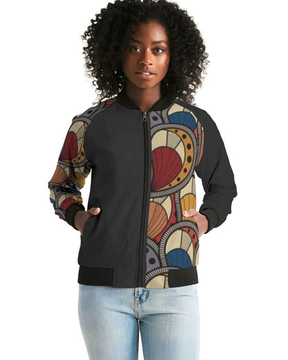 Black classic Kente Women's Bomber Jacket