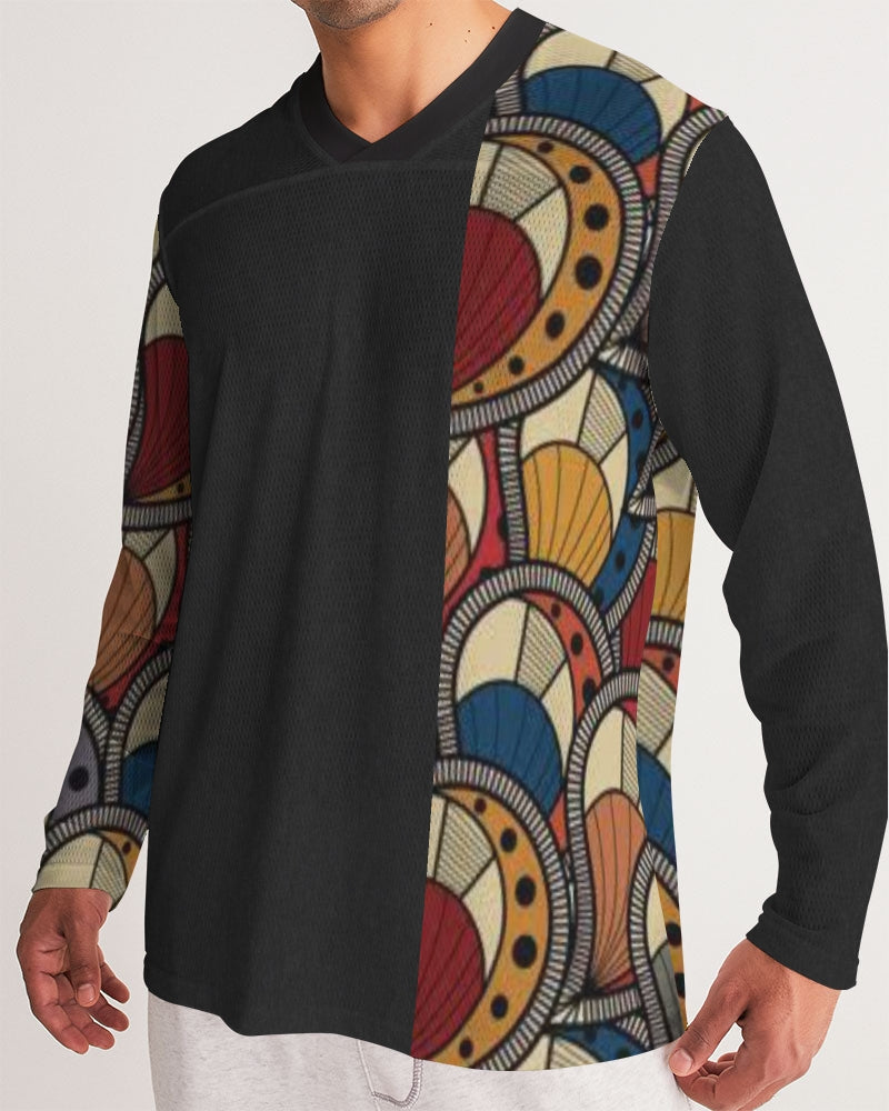 Black classic Kente Men's Long Sleeve Sports Jersey