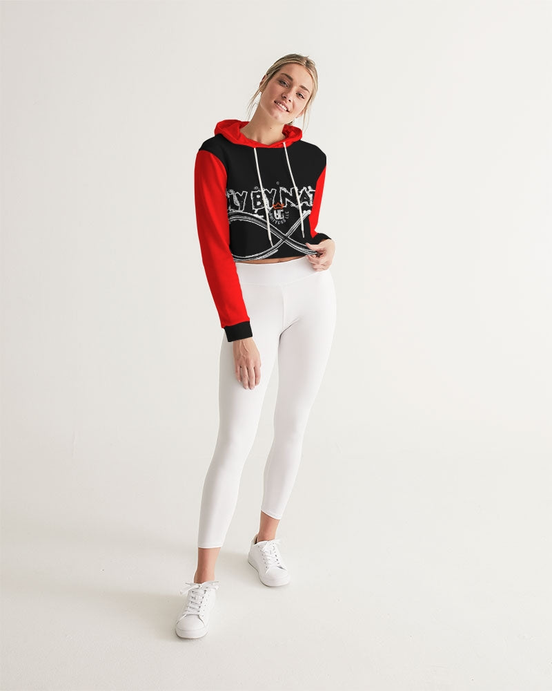 Poly By Nature Women's All-Over Print Cropped Hoodie