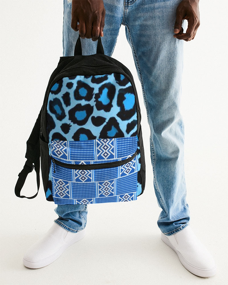 Blue leopard kente Small Canvas Backpack