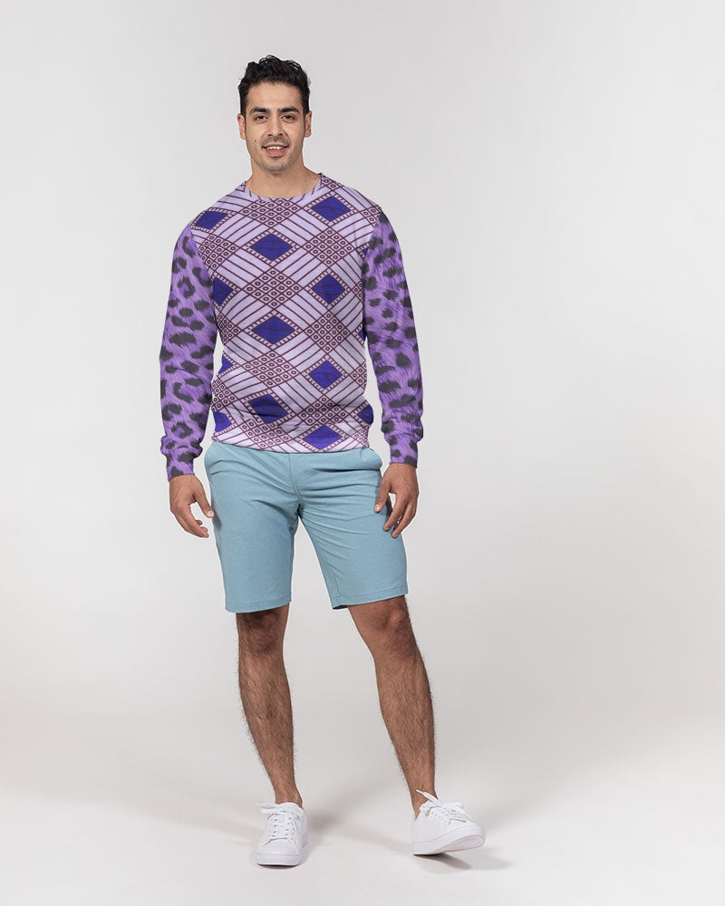 Purple Leopard Men's Classic French Terry Crewneck Pullover