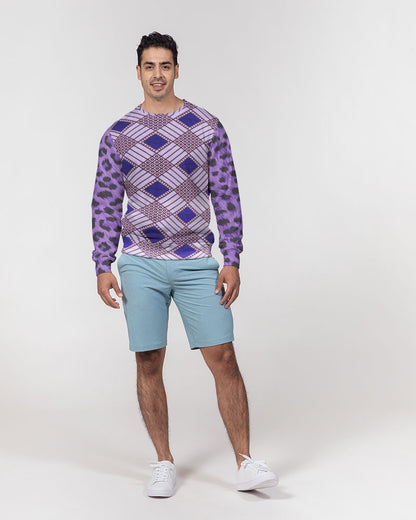 Purple Leopard Men's Classic French Terry Crewneck Pullover