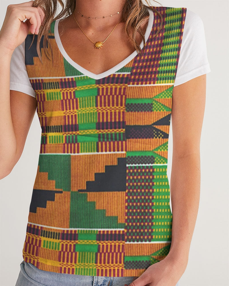 Kente Women's V-Neck Tee