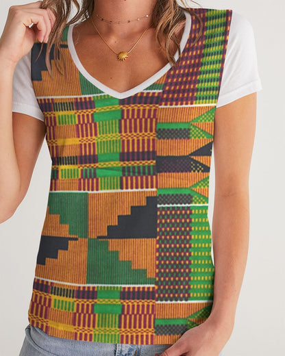 Kente Women's V-Neck Tee