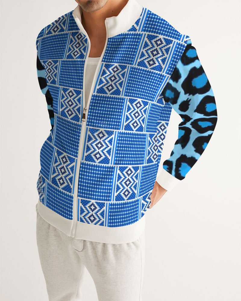 Blue leopard kente Men's Track Jacket